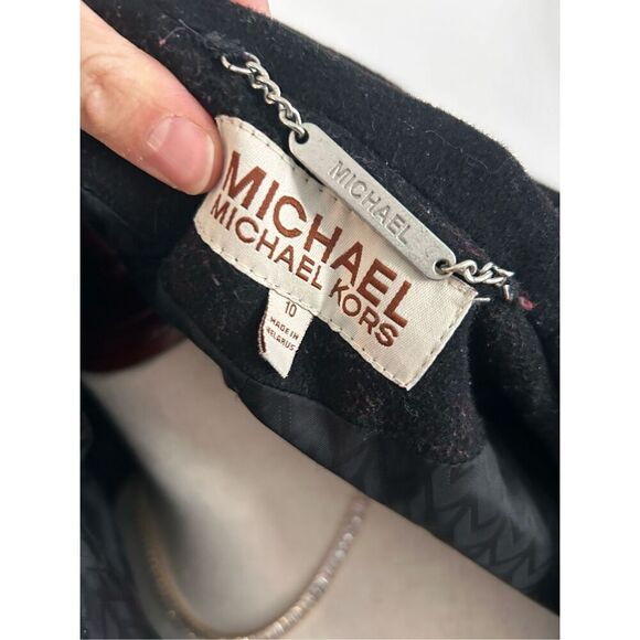 Michael Kors pea coat with hoodie black winter jacket wool size 10 - Picture 4 of 6
